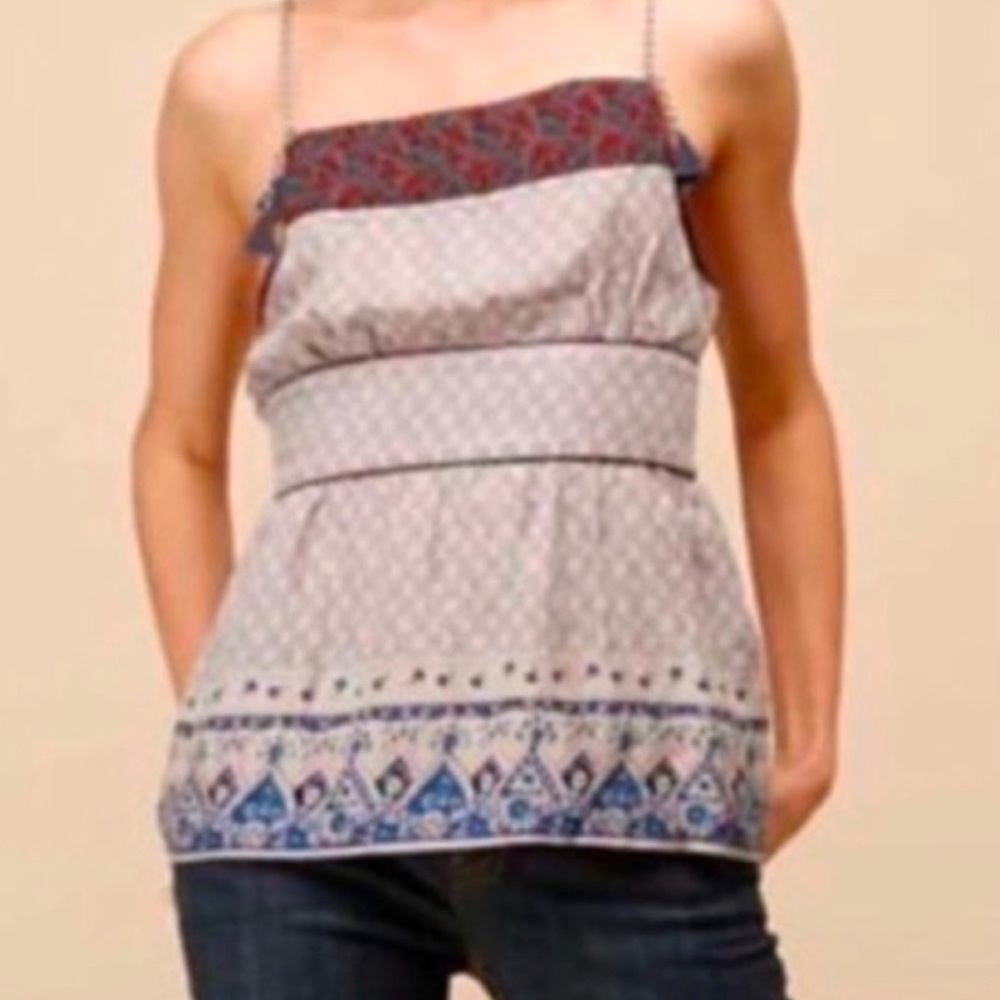 Free People Sophie 100% Silk Boho Paisley Tank Top